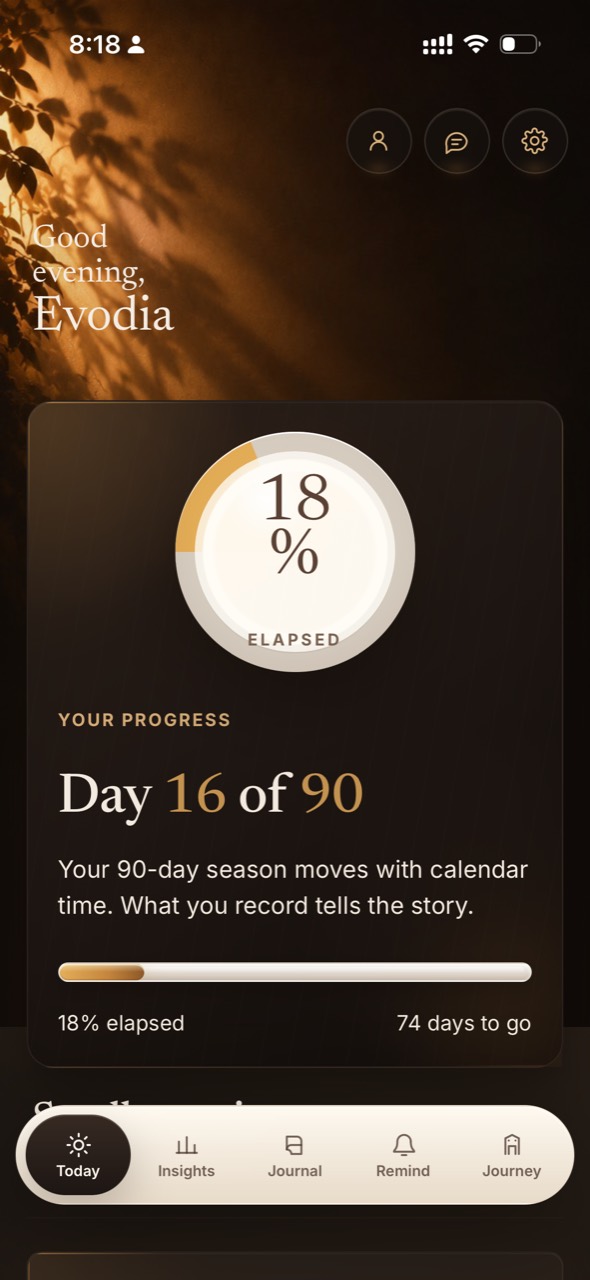 TlaGo Today screen showing daily journey progress.